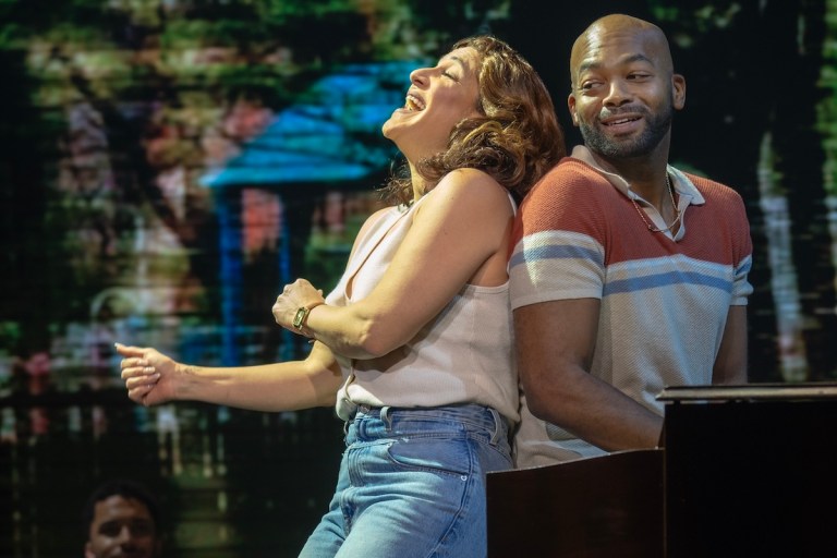 Shoshana Bean and Brandon Victor Dixon appear in Hell’s Kitchen, directed by Michael Greif, at the Public Theater. (© Joan Marcus)